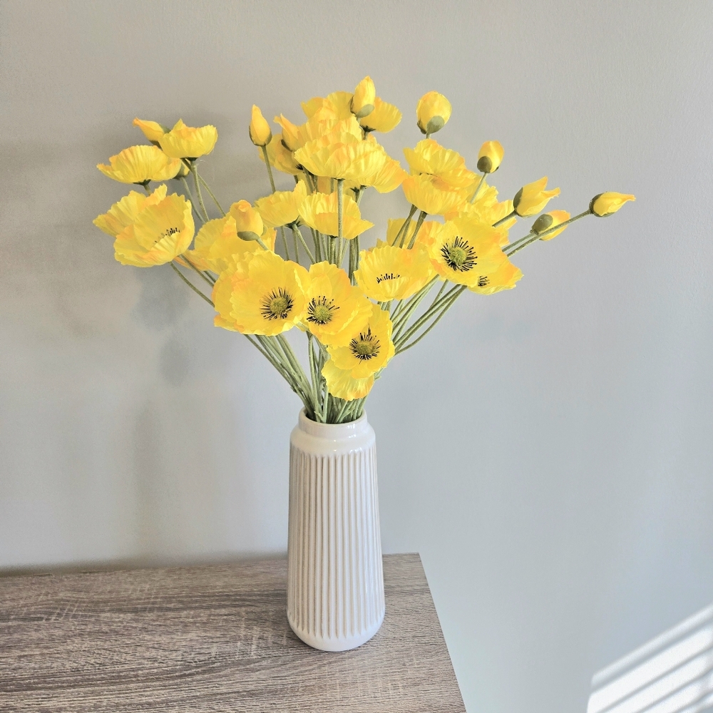 Sunny Yellow Artificial Silk Poppy Flowers